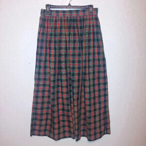 VTG Sweater Loft Christmas Maxi Skirt Women's Size M Plaid Green & Black Red